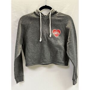 Divided By H&M Womens Always Flawless Red Heart Cropped Hoodie Gray Size Small